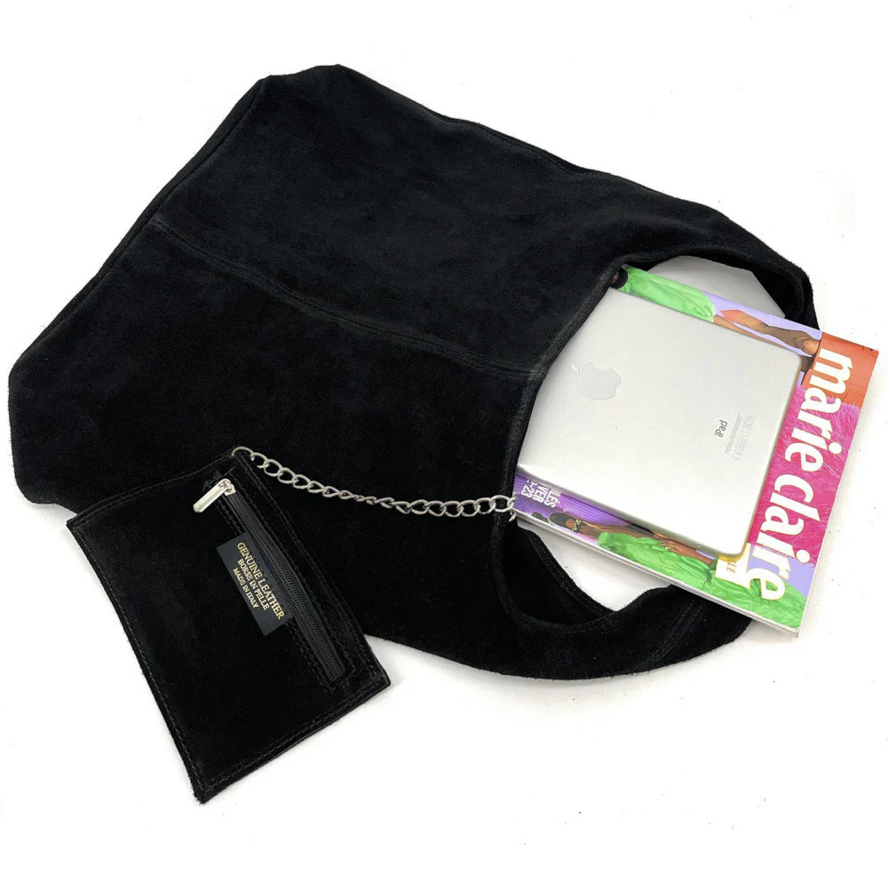Sac à main de forme HOBO en daim EVA Noir - Image 3
