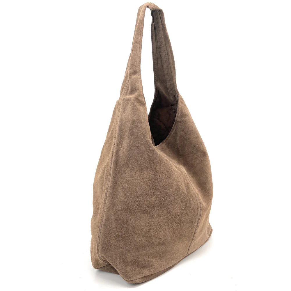 Sac à main de forme HOBO en daim EVA Taupe foncé - Image 2