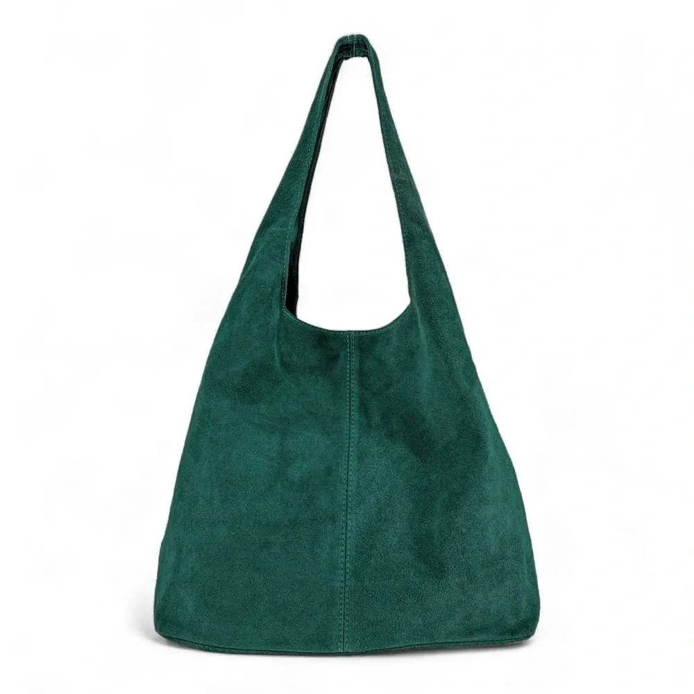 Sac à main de forme HOBO en daim EVA vert canard