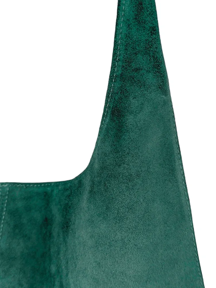 Sac à main de forme HOBO en daim EVA vert canard - Image 4