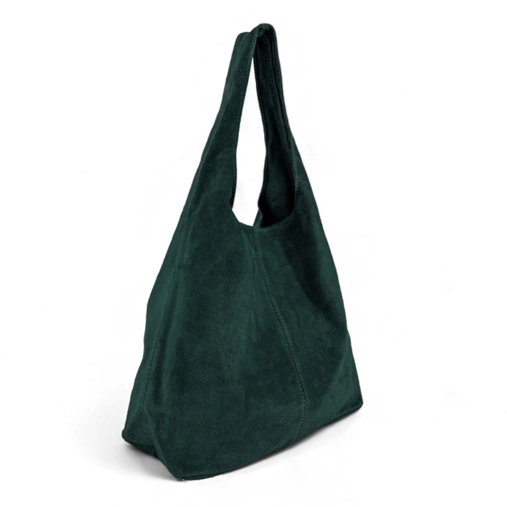 Sac à main de forme HOBO en daim EVA Vert forêt - Image 2