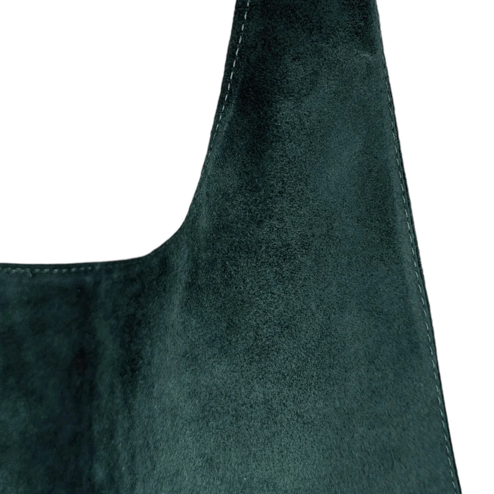 Sac à main de forme HOBO en daim EVA Vert forêt - Image 4