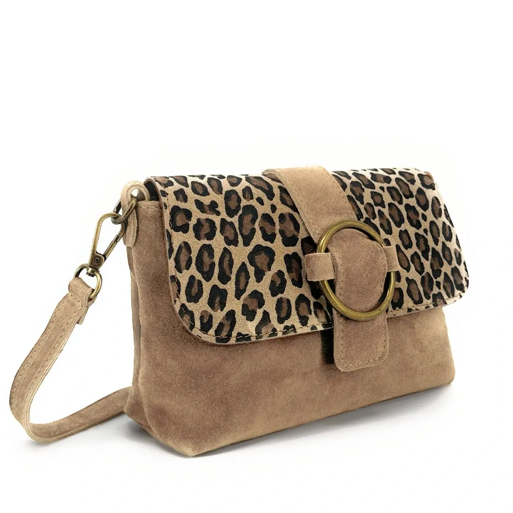 Sac en daim imprimé léopard VERONE SUEDE LEO Taupe - Image 2