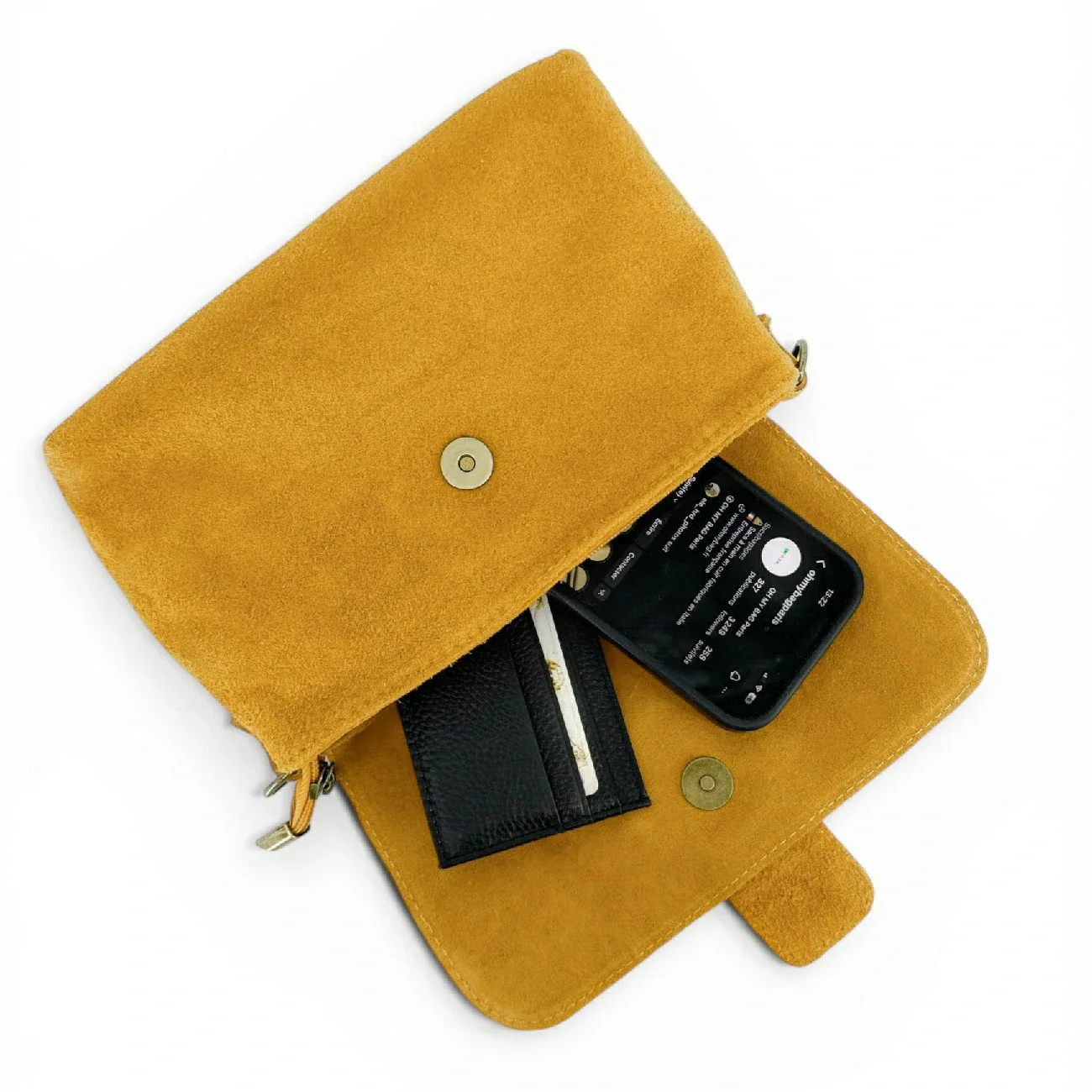 Sac à main en daim VERONE SUEDE Jaune moutarde - Image 3