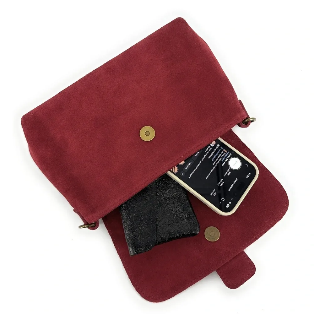 Sac à main en daim VERONE SUEDE Rouge foncé - Image 3