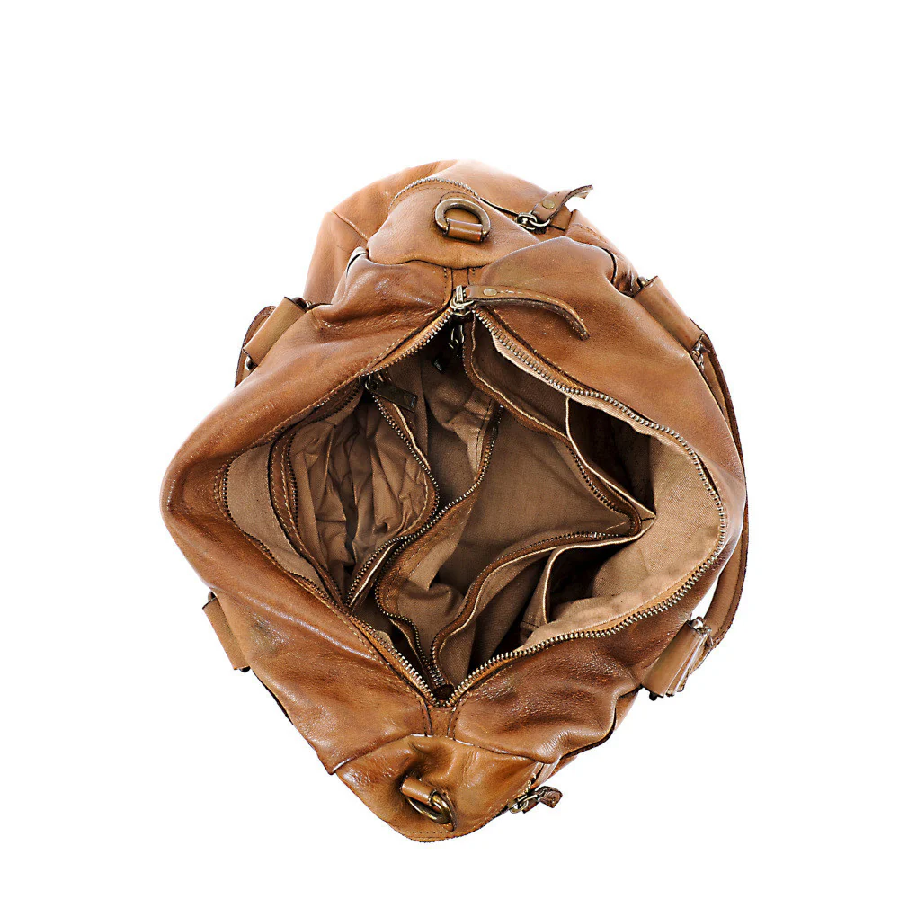 Sac en cuir vintage MISS EUGENIE Camel foncé - Image 5