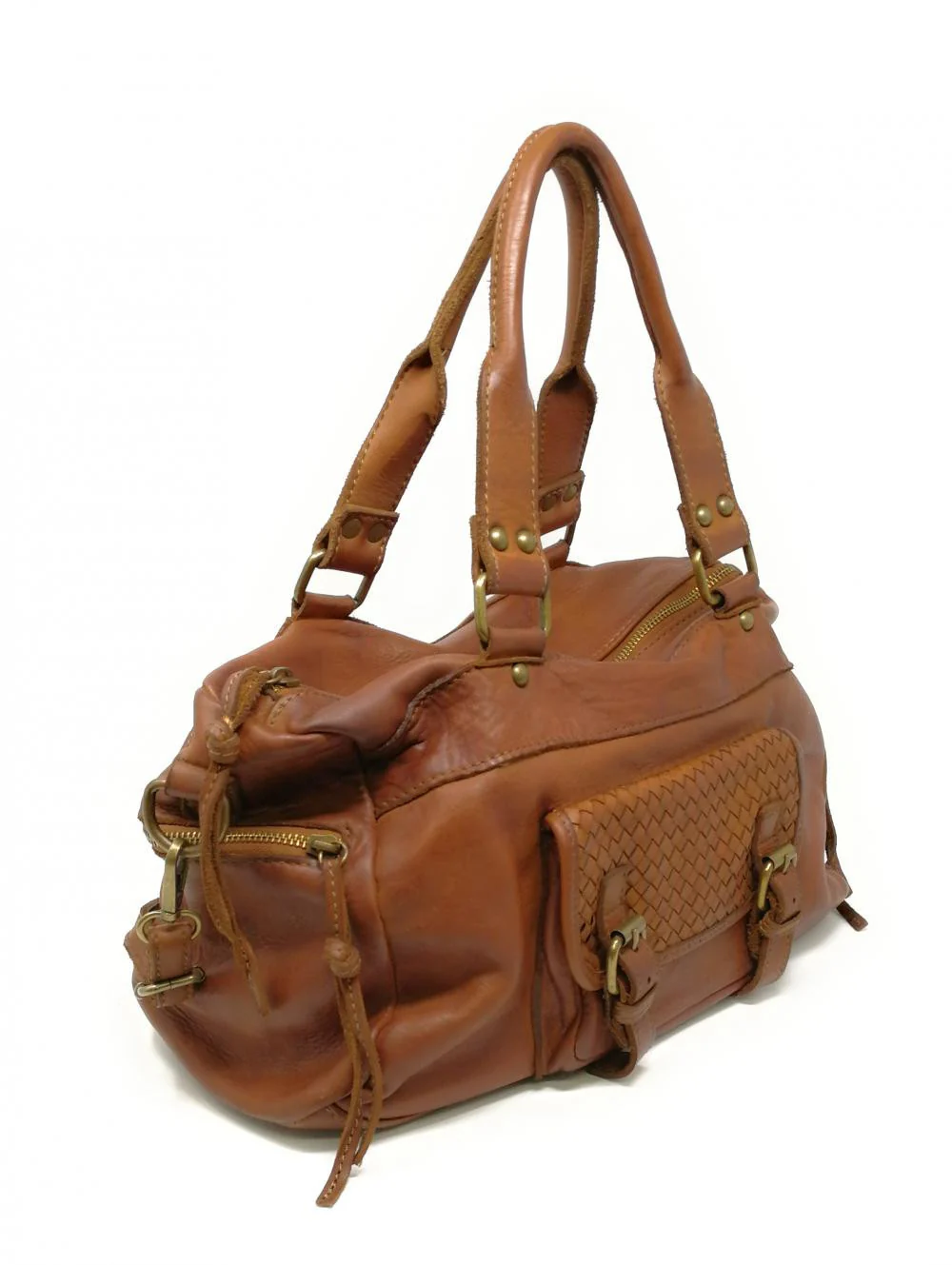 Sac en cuir vintage MISS EUGENIE Cognac - Image 2