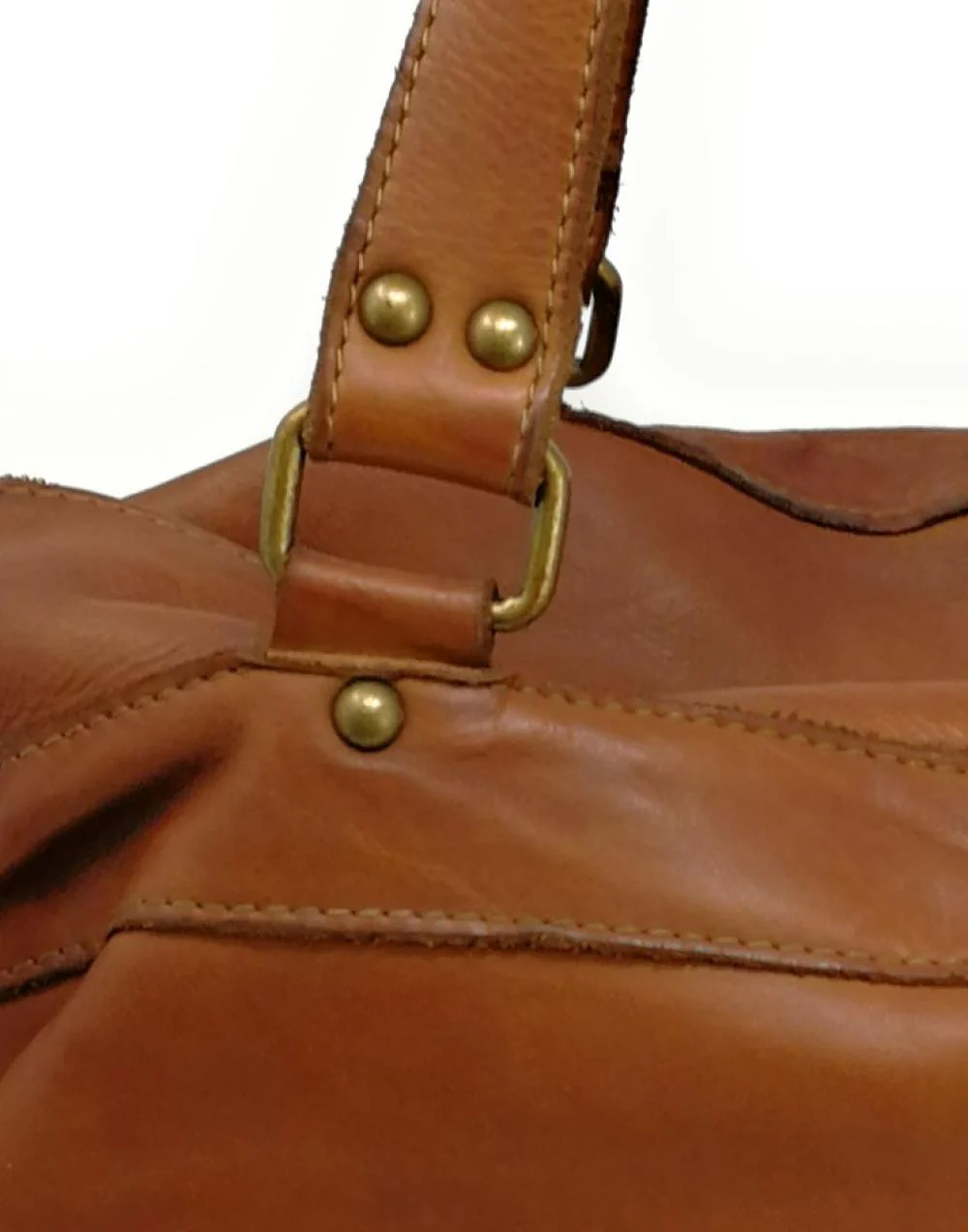 Sac en cuir vintage MISS EUGENIE Cognac - Image 5