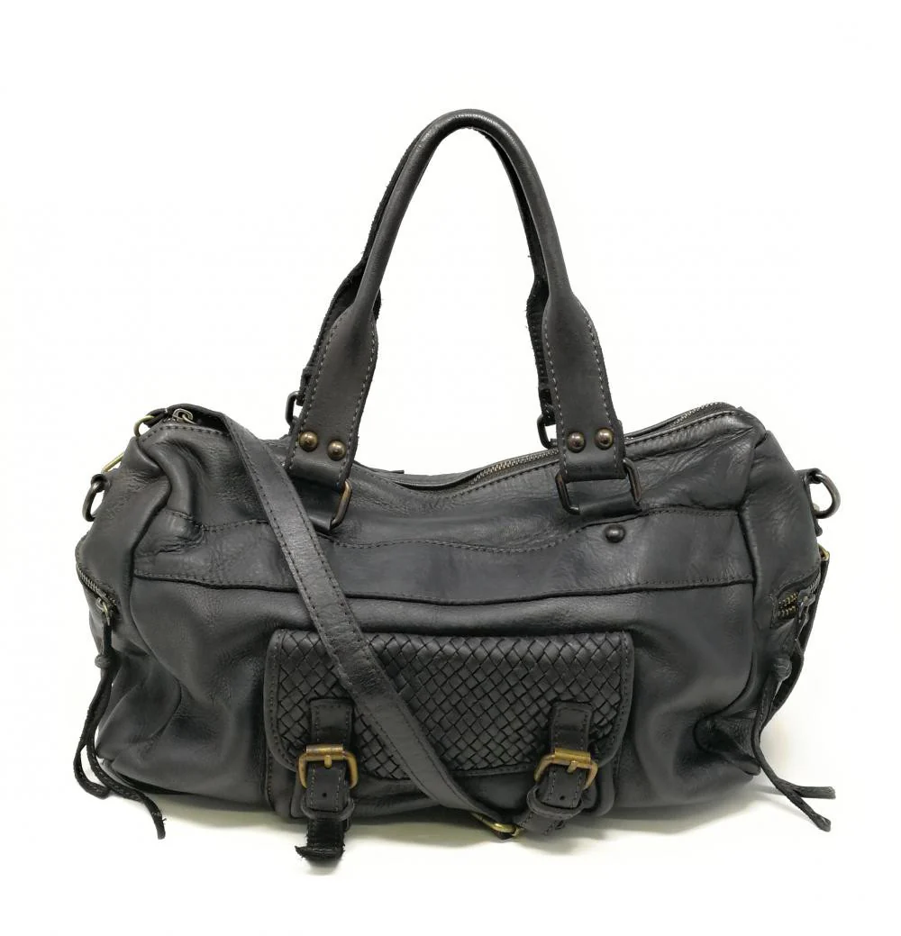 Sac en cuir vintage MISS EUGENIE Noir - Image 5