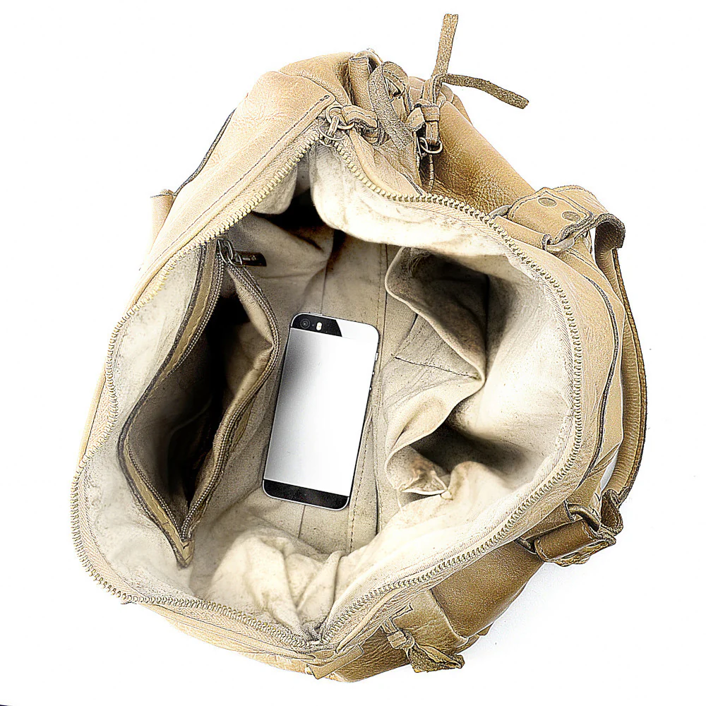 Sac en cuir vintage MISS EUGENIE Taupe - Image 6