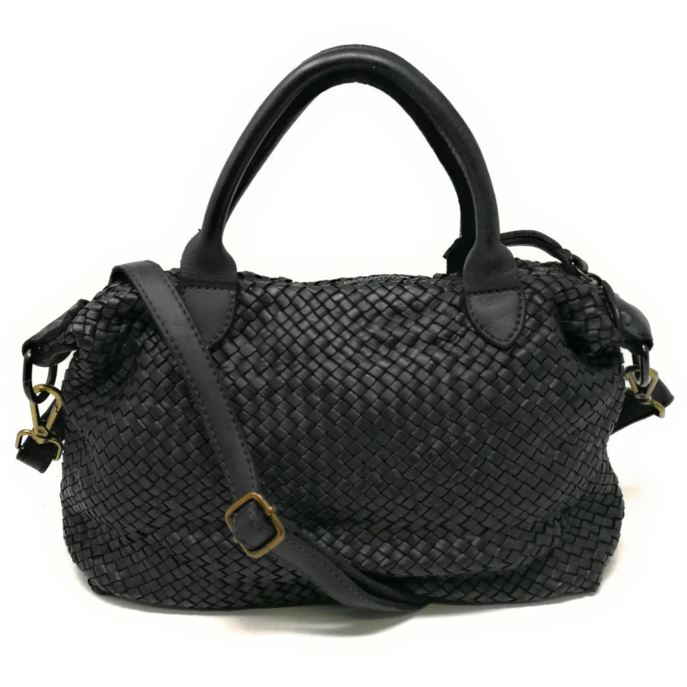 Sac à main en cuir vintage MISS ROSE Noir - Image 4
