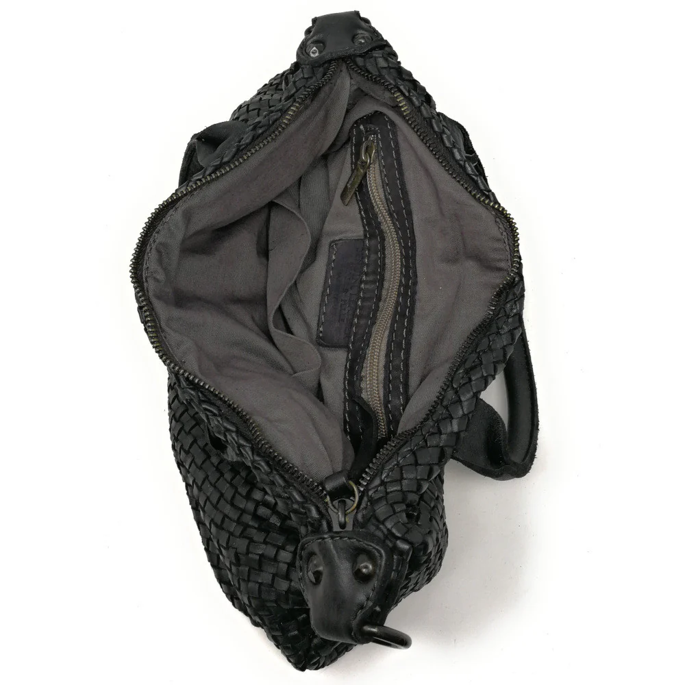Sac à main en cuir vintage MISS ROSE Noir - Image 6