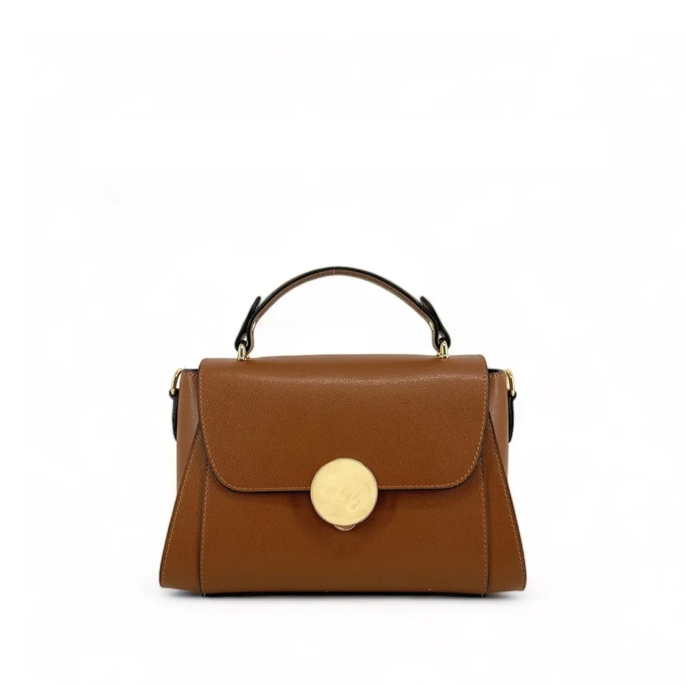 Sac à main en cuir grainé APOLLINE Camel foncé
