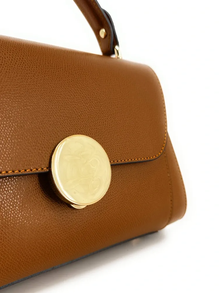 Sac à main en cuir grainé APOLLINE Camel foncé - Image 7