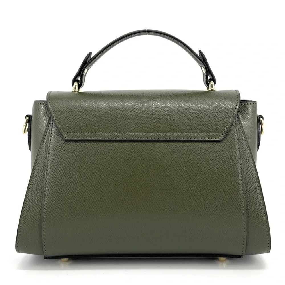 Sac à main en cuir grainé APOLLINE Kaki - Image 5