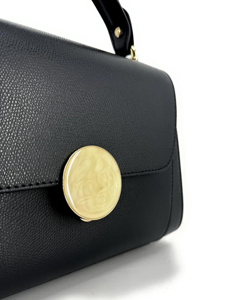 Sac à main en cuir grainé APOLLINE Noir - Image 7