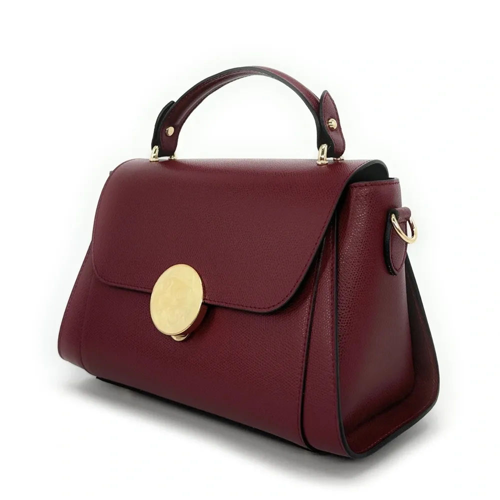 Sac à main en cuir grainé APOLLINE Rouge bordeaux - Image 2