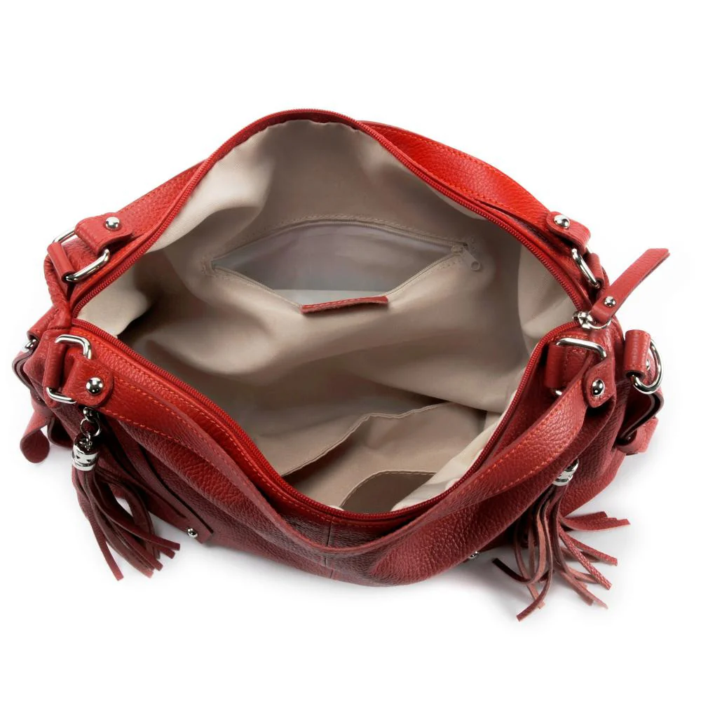 Sac à main en cuir grainé ARIZONA Rouge garance - Image 5