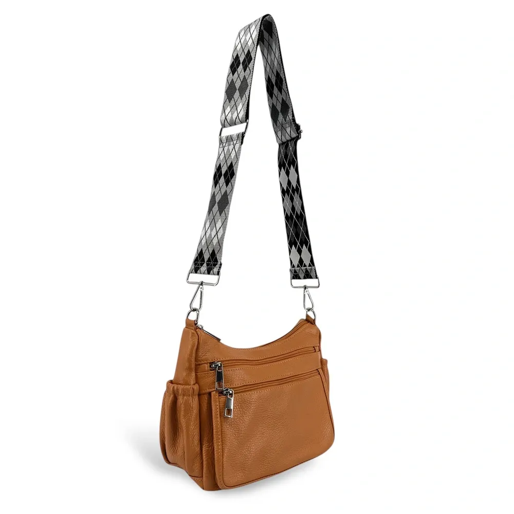Sac à main en cuir grainé BROOKLYN Camel foncé - Image 7