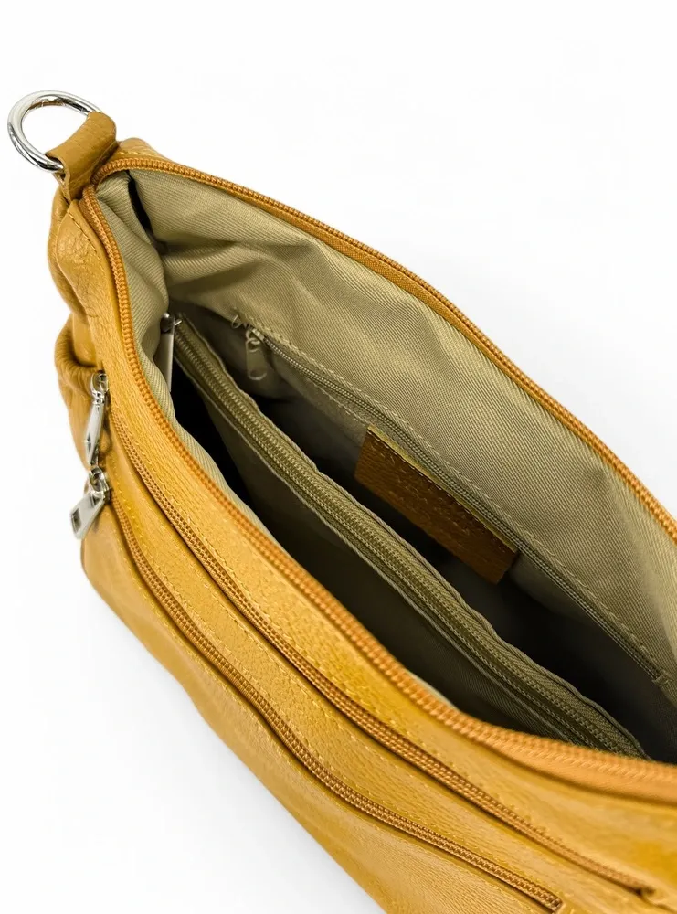 Sac à main en cuir grainé BROOKLYN Jaune Moutarde - Image 6
