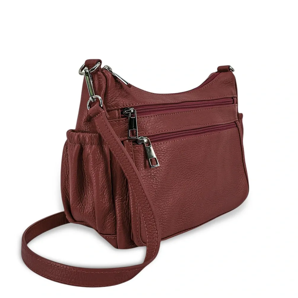 Sac à main en cuir grainé BROOKLYN Rouge bordeaux - Image 2