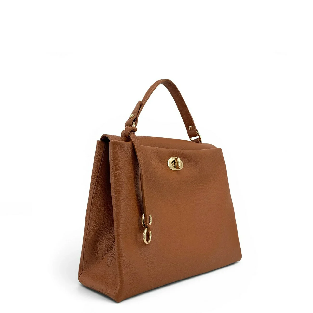Sac à main en cuir grainé CHELSEA Marron camel foncé - Image 8