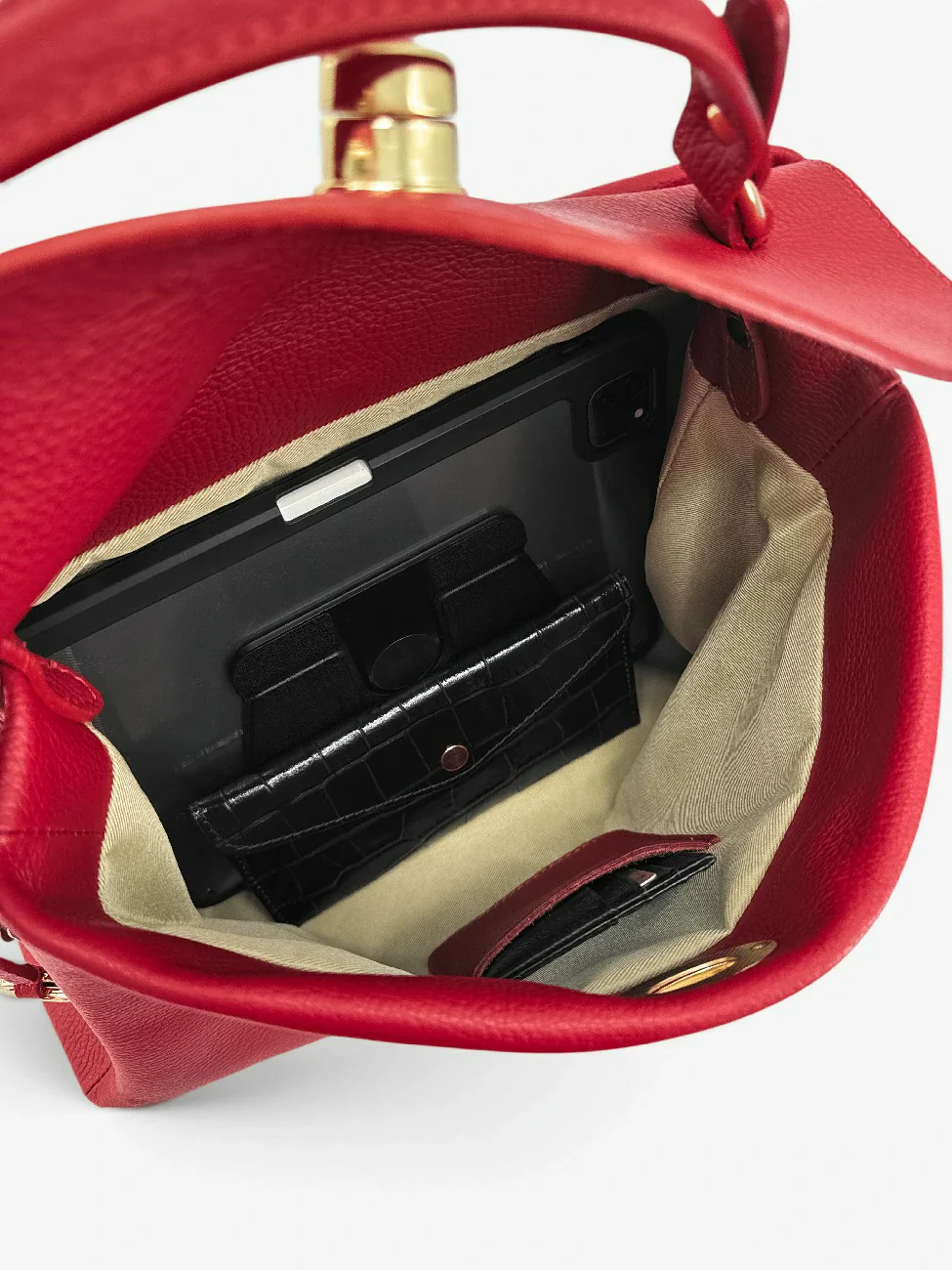 Sac à main en cuir grainé CHELSEA Rouge garance - Image 3