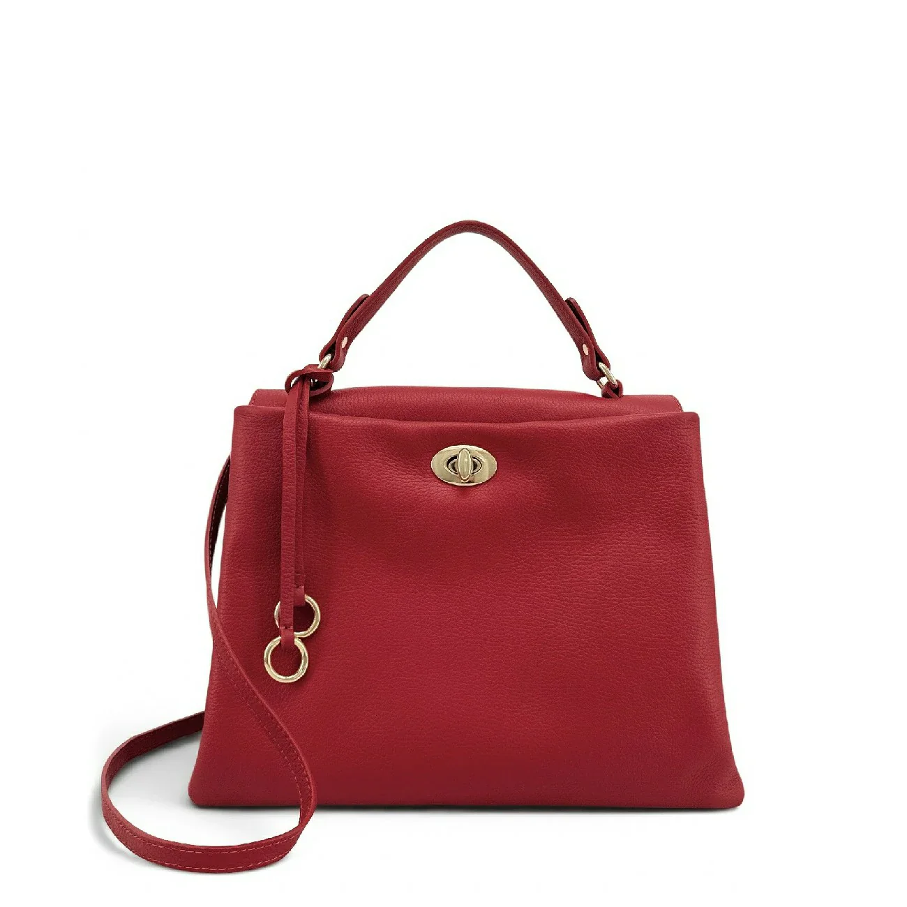 Sac à main en cuir grainé CHELSEA Rouge garance - Image 4
