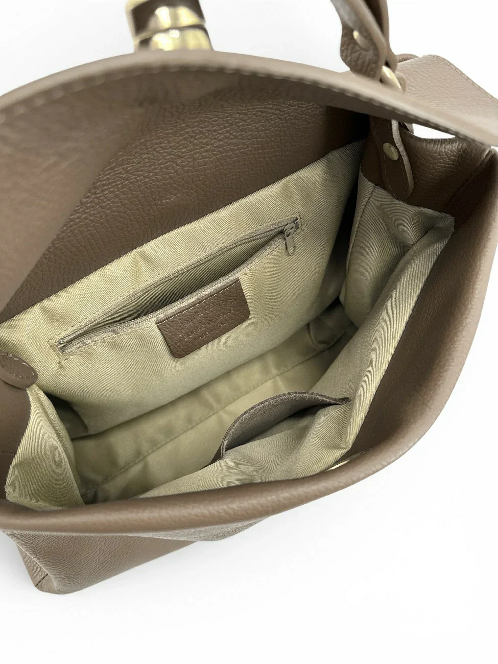 Sac à main en cuir grainé CHELSEA Taupe foncé - Image 7