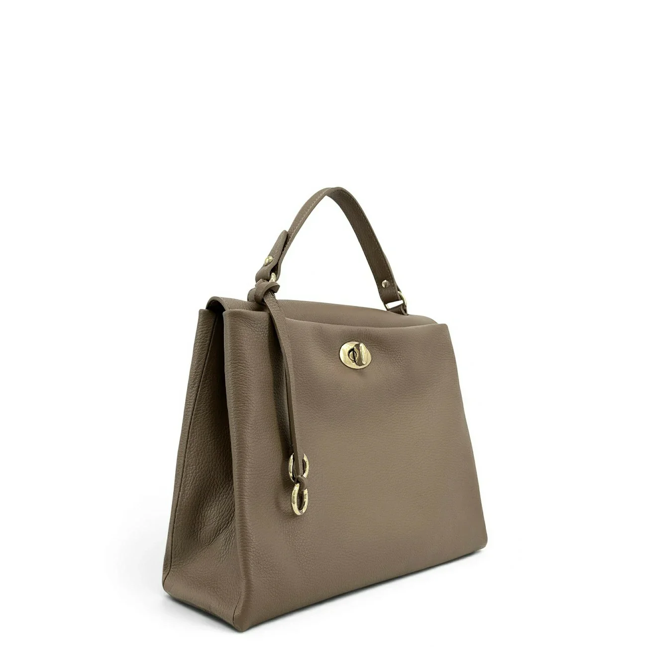 Sac à main en cuir grainé CHELSEA Taupe foncé - Image 8