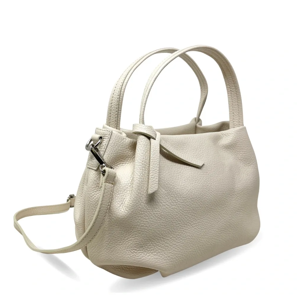 Sac à main en cuir grainé BUBBLE Beige crème - Image 2