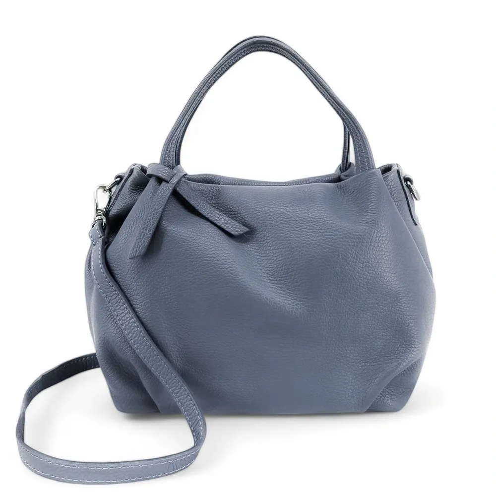 Sac à main en cuir grainé BUBBLE Bleu glacier - Image 3