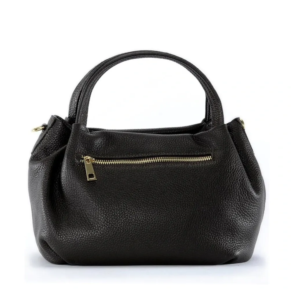 Sac à main en cuir grainé BUBBLE Chocolat - Image 3