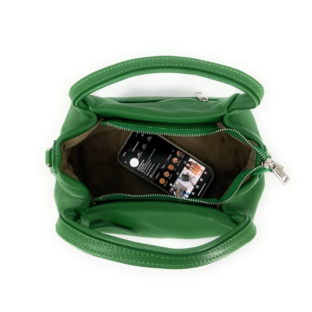Sac à main en cuir grainé BUBBLE Vert anglais - Image 8