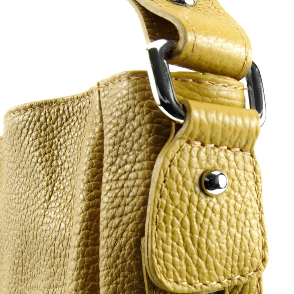 Sac à main en cuir grainé CANNES Jaune Moutarde - Image 4