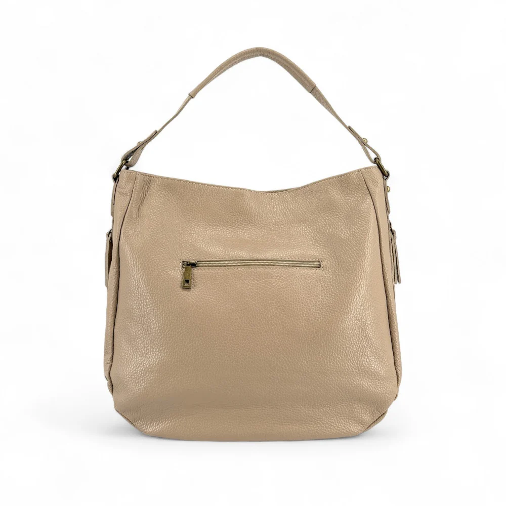 Sac à main en cuir grainé CANNES Taupe clair - Image 3