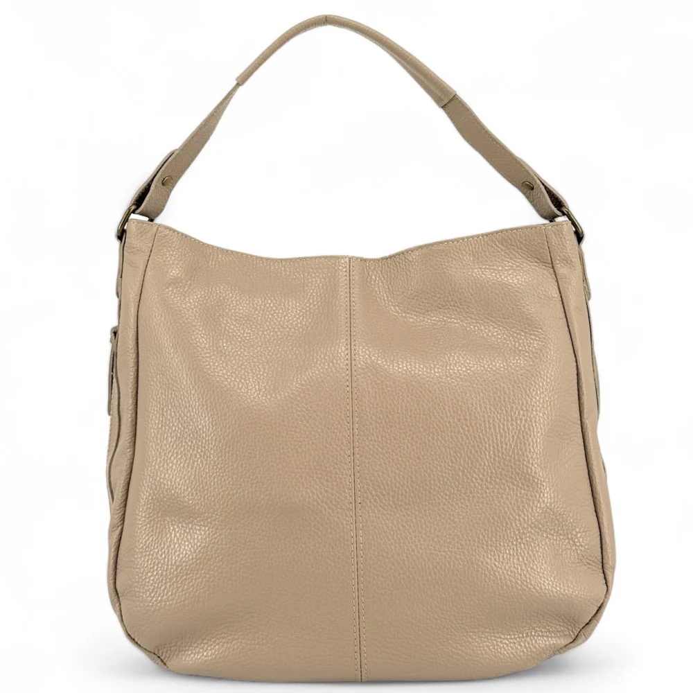 Sac à main en cuir grainé CANNES Taupe clair - Image 4