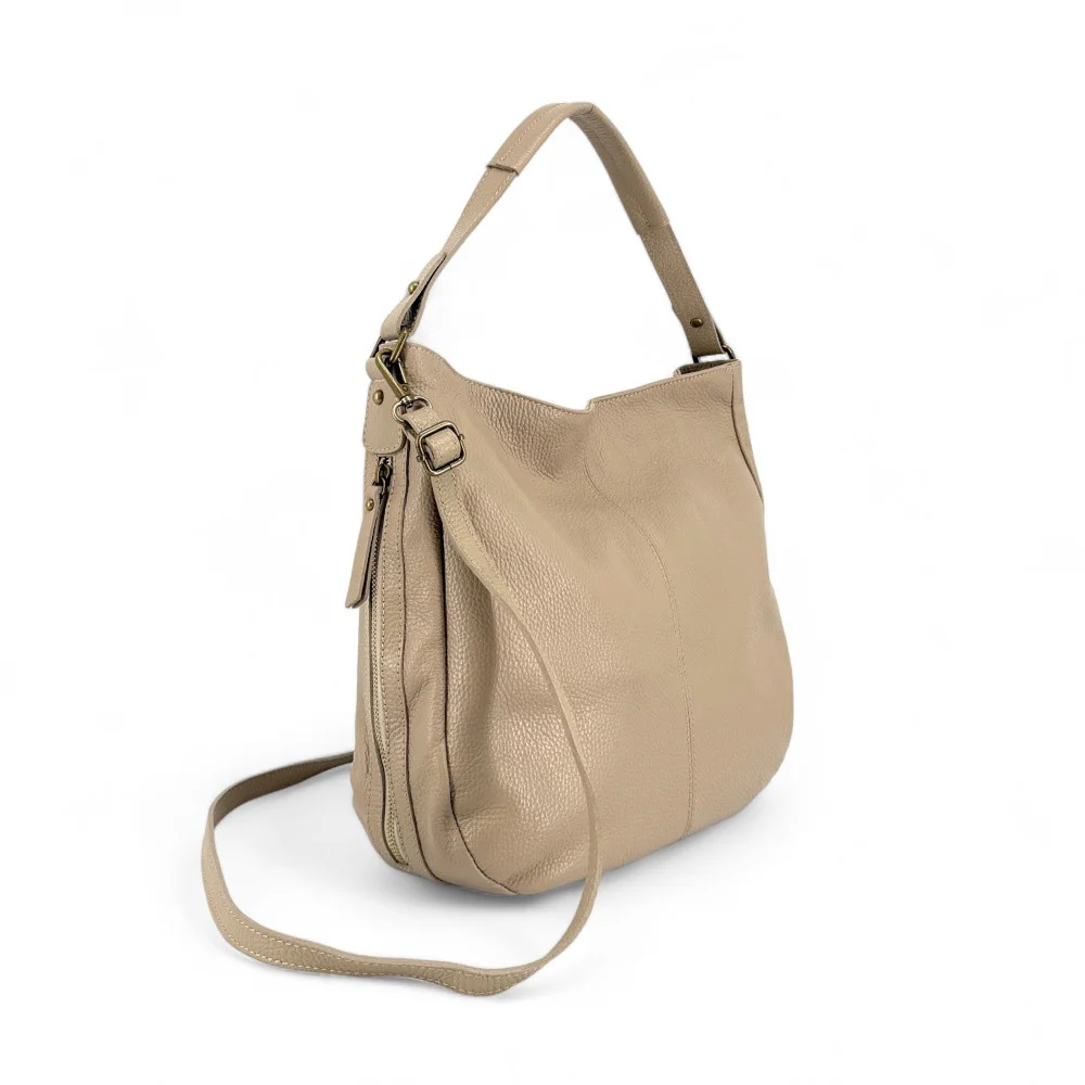Sac à main en cuir grainé CANNES Taupe clair - Image 5
