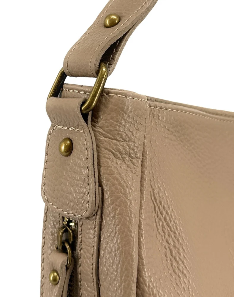 Sac à main en cuir grainé CANNES Taupe clair - Image 6