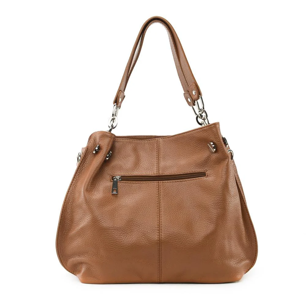Sac à main en cuir grainé DENZEL Cognac - Image 3