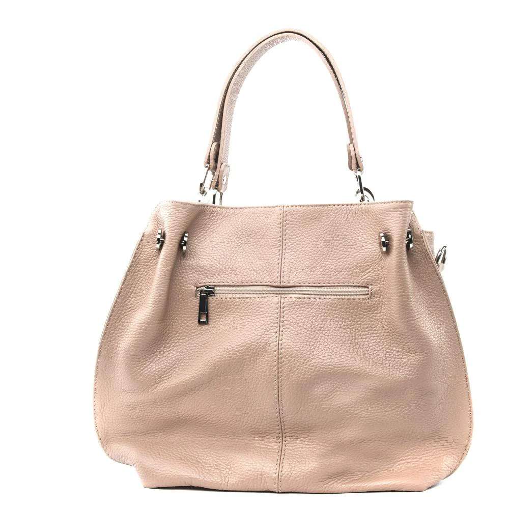 Sac à main en cuir grainé DENZEL Rose nude - Image 3