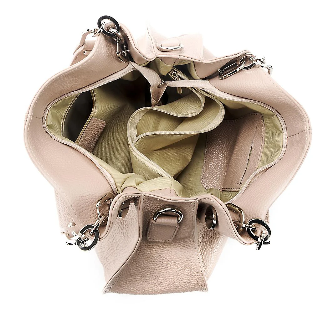 Sac à main en cuir grainé DENZEL Rose nude - Image 5