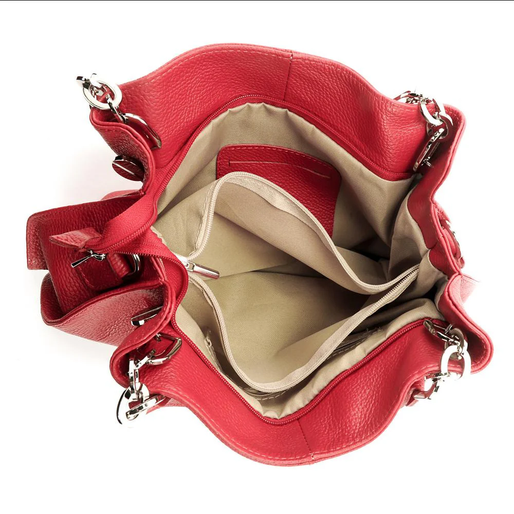 Sac à main en cuir grainé DENZEL Rouge garance - Image 5