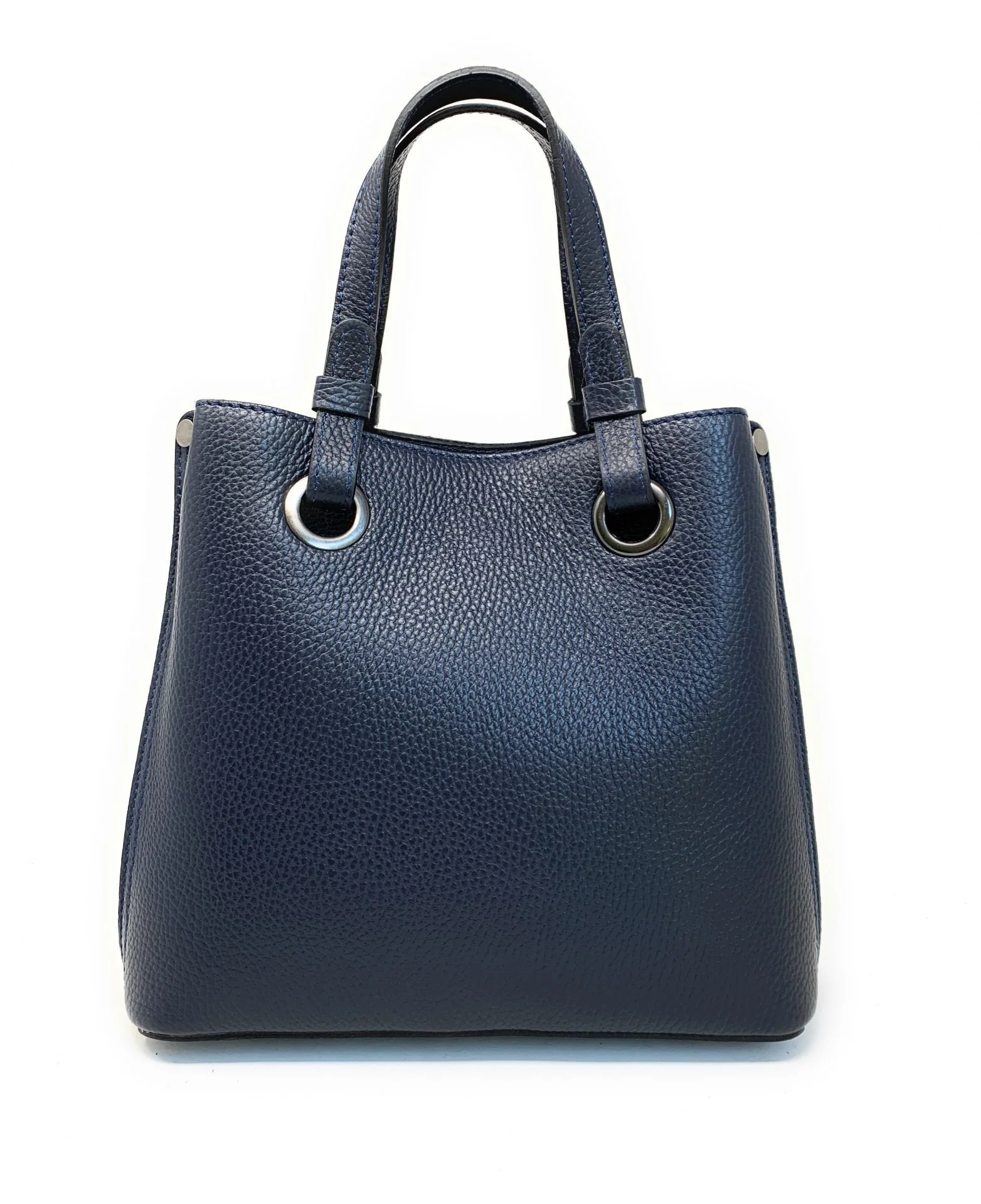 Sac à main en cuir grainé italien GENÈVE Bleu marine - Image 5