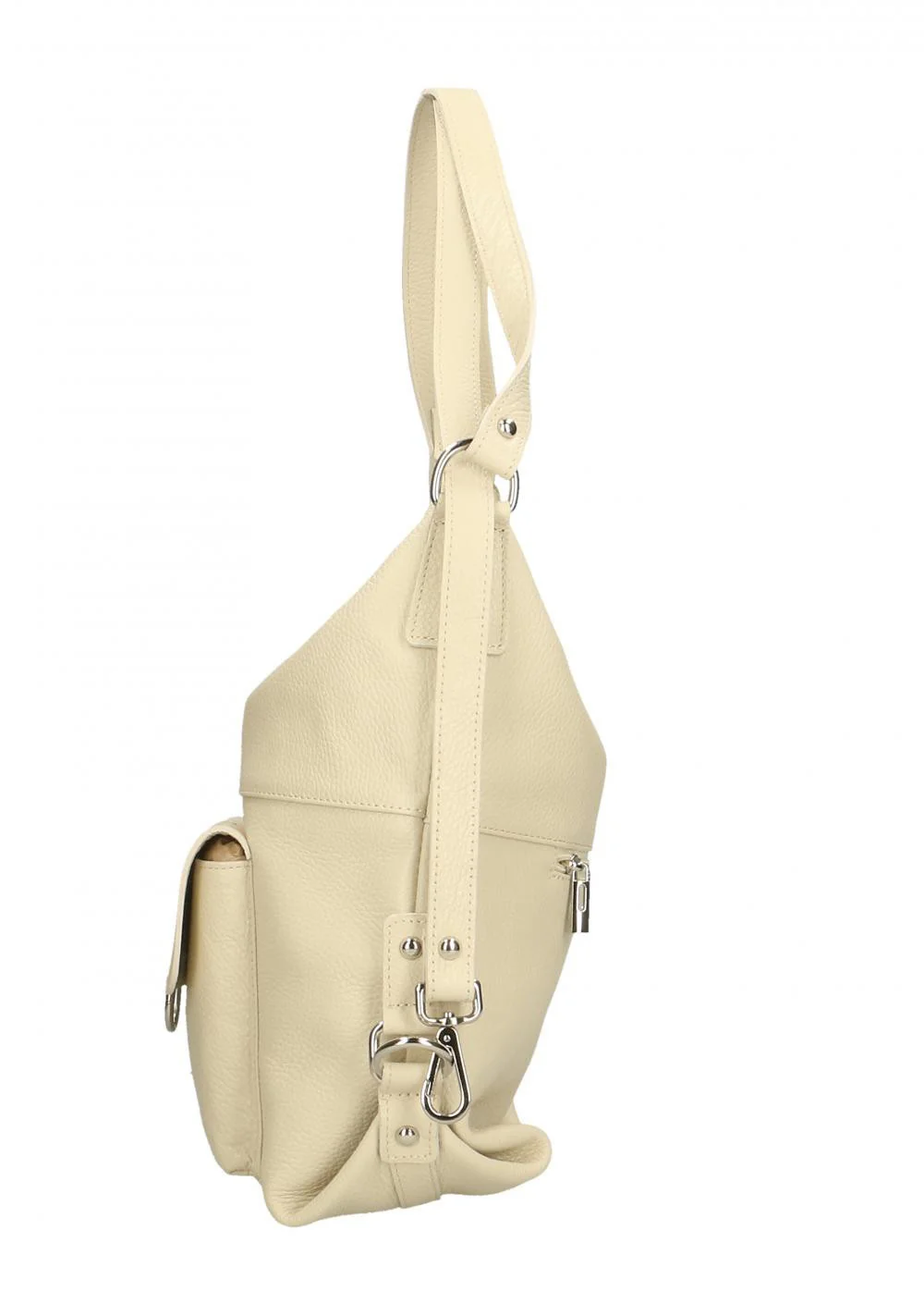 Sac multiposition en cuir grainé RIMINI Beige crème - Image 4