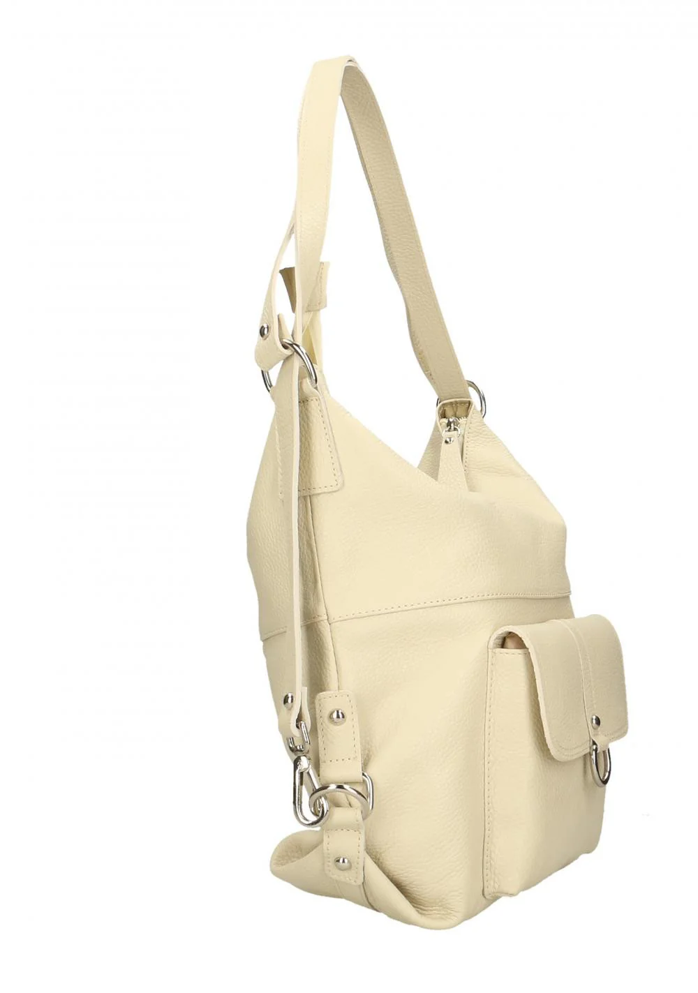 Sac multiposition en cuir grainé RIMINI Beige crème - Image 5