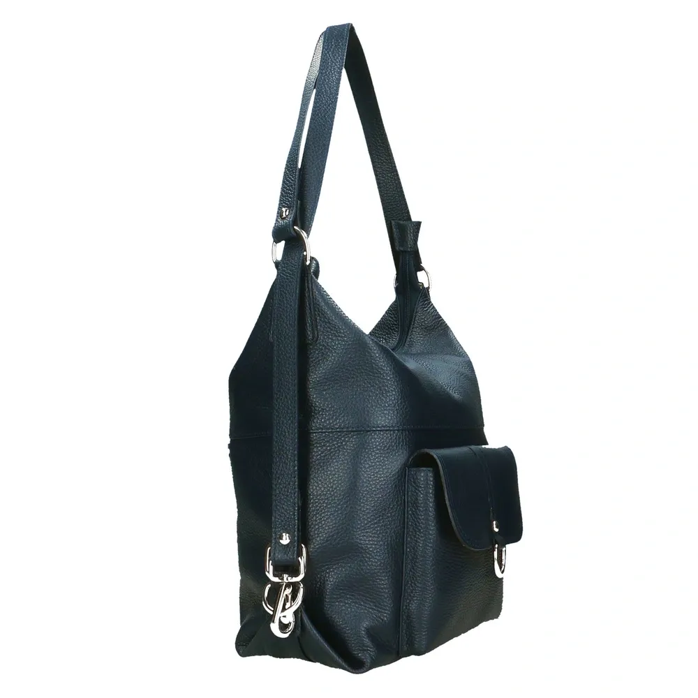 Sac multiposition en cuir grainé RIMINI Bleu marine - Image 5