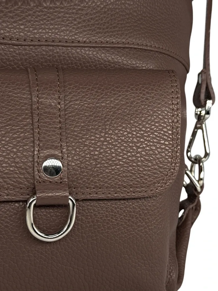 Sac multiposition en cuir grainé RIMINI Chocolat - Image 5