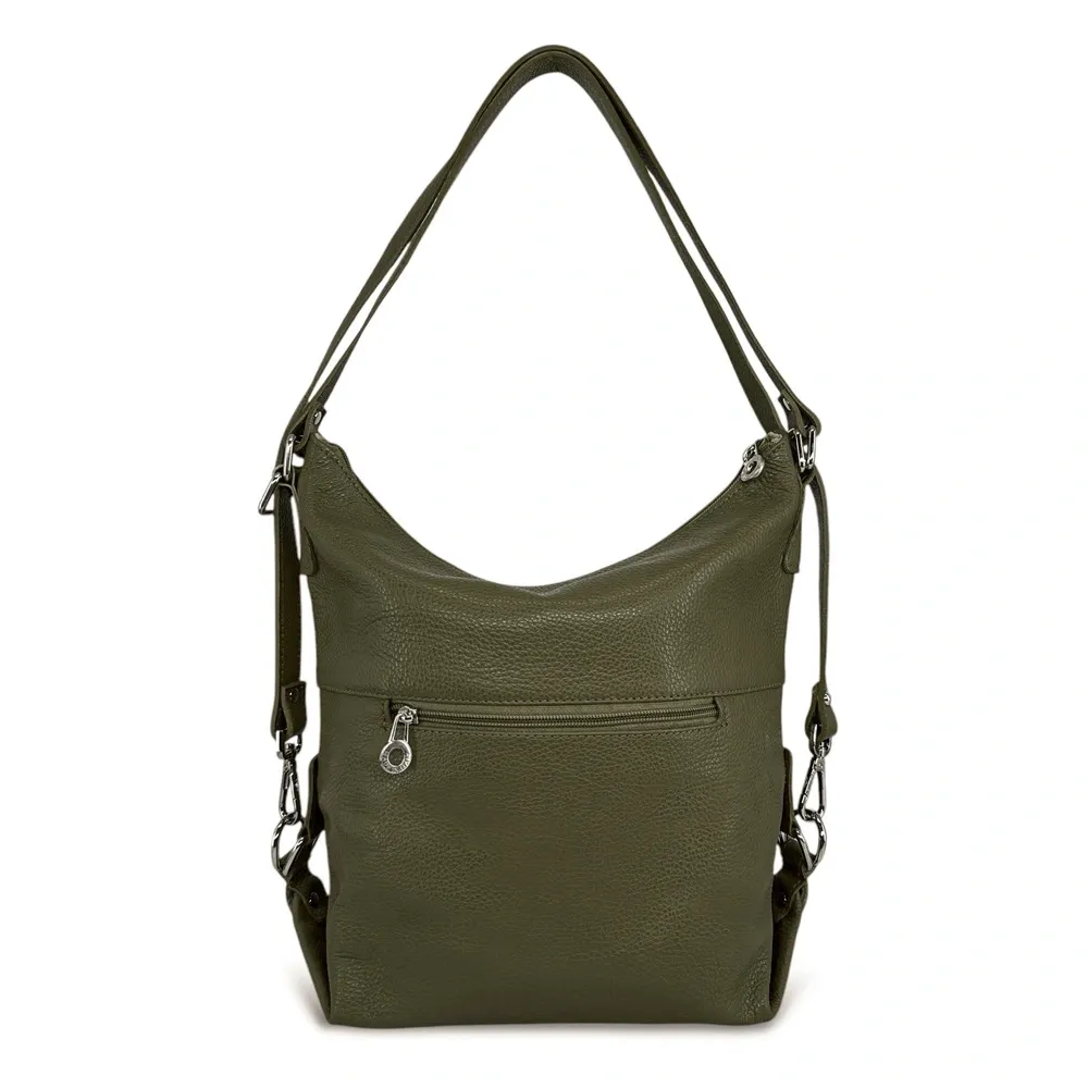 Sac multiposition en cuir grainé RIMINI Kaki - Image 3