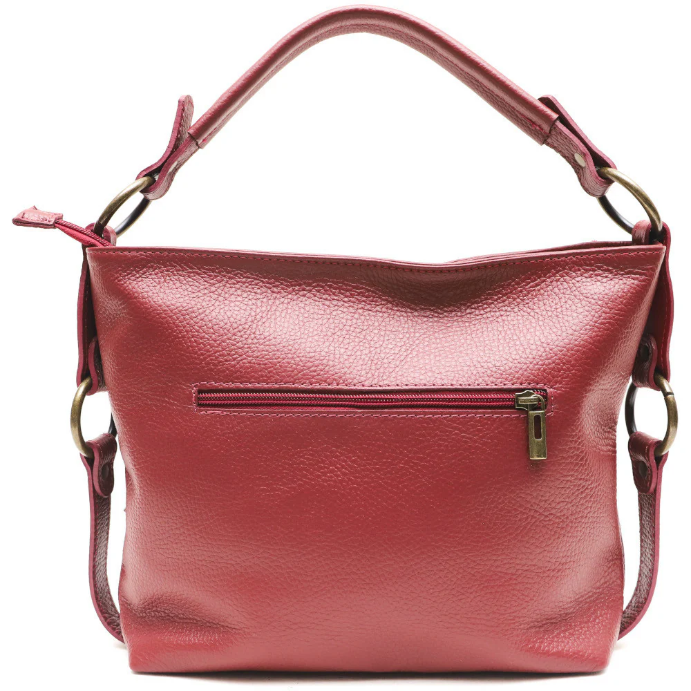 Sac à main en cuir grainé italien SETE B Rouge magenta - Image 3